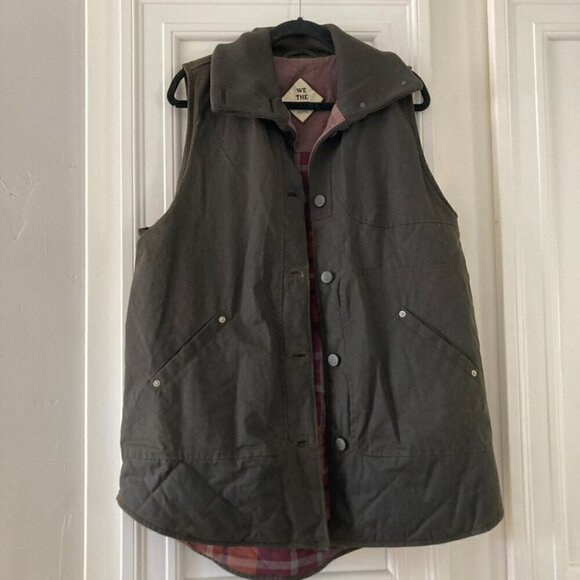NWT We The Free Benny Waxed Vest Olive Flannel Sz S - Picture 3 of 11
